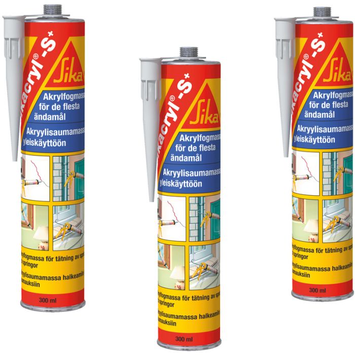 3 kpl Tiivistysmassa Sika Sikacryl –S+ 300 ml