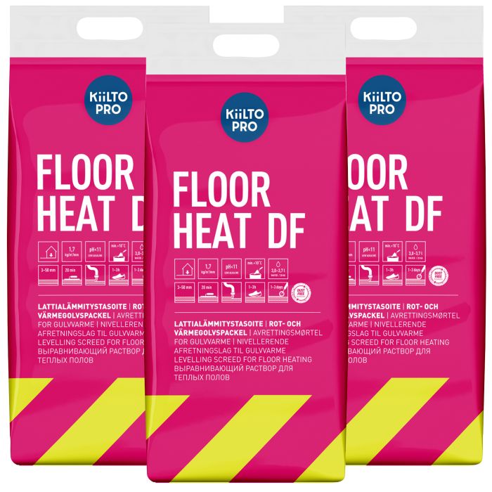 3 kpl Lattialämmitystasoite Kiilto Pro Floor Heat DF 20 kg