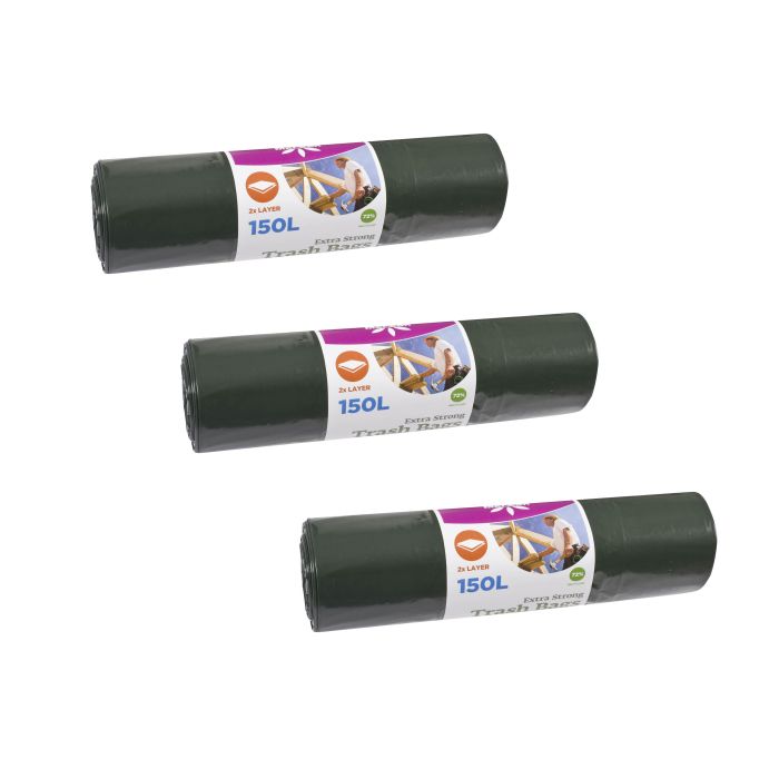 3 kpl Jätesäkki Erittäin Vahva 150 l McLean