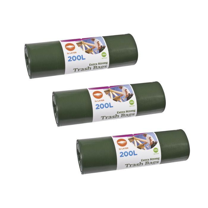 3 kpl Jätesäkki Erittäin Vahva 200 l McLean