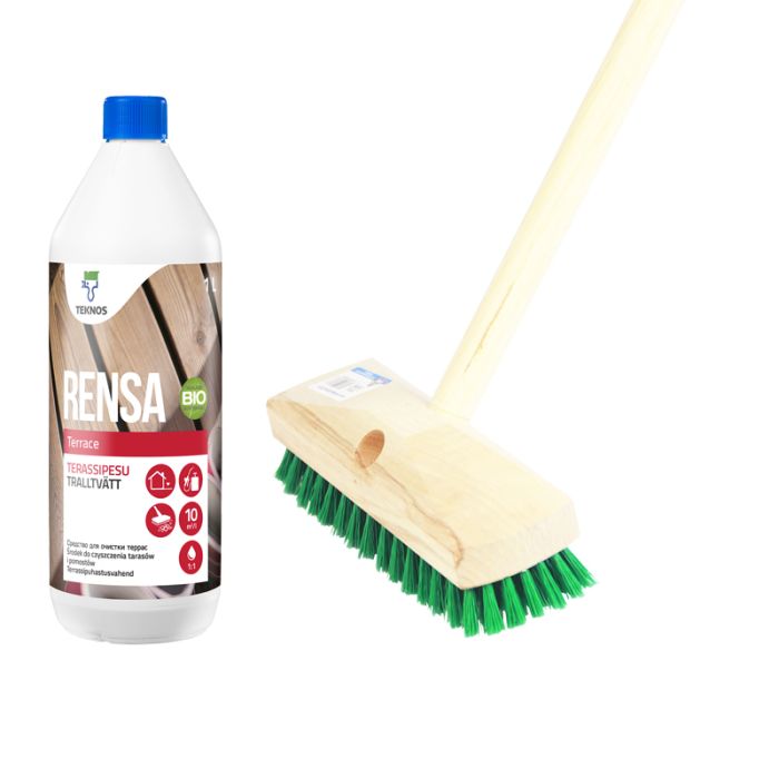 Setti: Terassipesu Rensa Terrace 1 l + Terassiharja Aino 23 cm