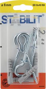 Koukkutulppa Stabilit 8 x 40 mm 4 kpl/pkt