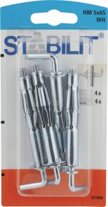 Läpivientitulppa Stabilit HM 5 x 65 mm WH K 4 kpl/pkt