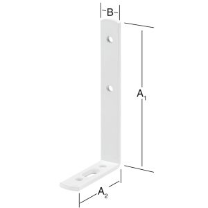 Kulmarauta verhotangolle 120 x 60 x 17 mm valkoinen