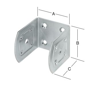 Väliseinän pidike 61 x 60 x 80 mm sinkitty