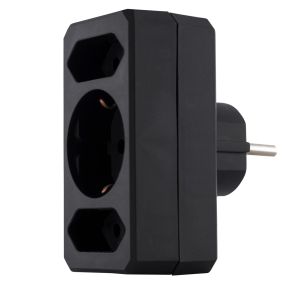 Haaroituskosketin Rev 3-os 1 x Schuko ja 2 x Euro pistoke Musta