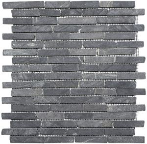 Luonnonkivimosaiikki Brick uni Nero Marquina, harmaa 30,5 x 30,5 cm