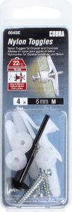Nailontulppa Cobra Toggles M 6 x 28,25 mm 4 kpl