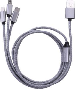 USB-kaapeli 3in1 Lightning / Micro-USB / USB-C 1 m