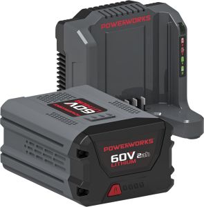 Akku 2Ah ja laturi Powerworks 60V