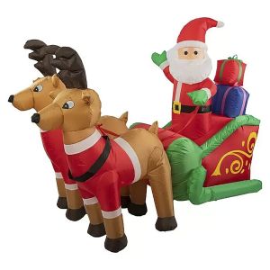 Ilmatäytteinen LED-joulupukki ja reki 180 x 140 cm IP44