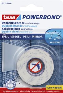 Asennusteippi Tesa 2-puolinen Powerbond Mirror Peileille 1,5 m x 19 mm