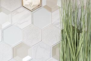Mosaiikkilaatta Fliesen Hexagon 3D 26,5 x 30,6 cm, valkoinen