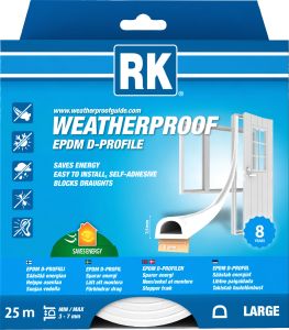 Ikkuna- ja ovitiiviste RK D-profiili Valkoinen 25 m