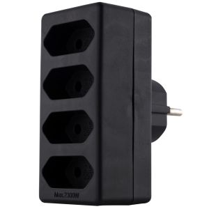 Jakaja Rev 4-Osainen Euro pistoke Musta