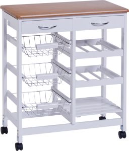 Keittiövaunu Zeller valkoinen/bambu 66 x 36 x 76 cm