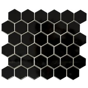 Mosaiikki Hexagon Iso Musta Kiiltävä