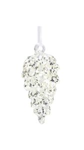 Joulukuusenkoriste lasikäpy 6 cm hopeakimalle