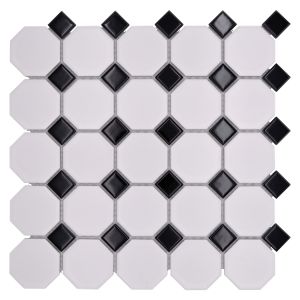 Mosaiikki Octagon Octa G468 musta/valkoinen 29,5 x 29,5 cm