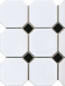 Mosaiikki Octa 9,7 x 9,7 cm Musta-valkoinen