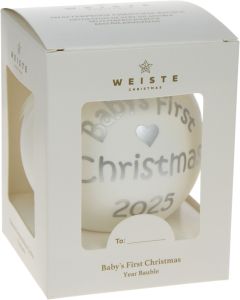 Joulukuusenpallo Baby&#039;s First Christmas valkoinen