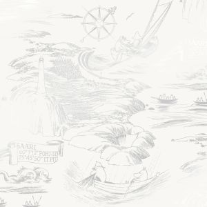 Kuitutapetti Moomin Meri Valko-harmaa