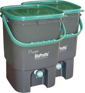 Bokashi Prego keittiökompostori 2 x 19 l tummanharmaa