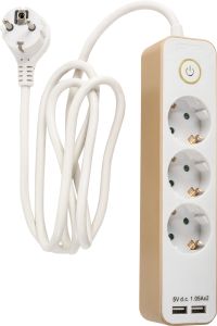 Jatkojohto Airam Bene 1,5 m 3-os+USB