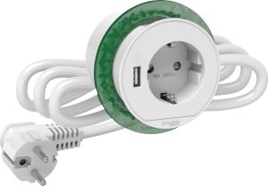 Pöytäpistorasia+USB Schneider Electric Unica System+ Valkoinen