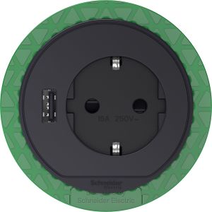 Pöytäpistorasia+USB Schneider Electric Unica System+ Antrasiitti