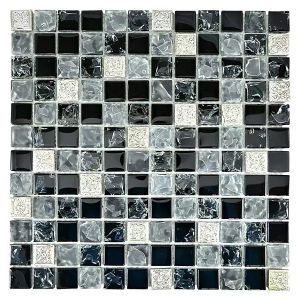 Mosaiikkilaatta Fliesen Quadrat Crystal Mix musta/harmaa 30 x 30 cm