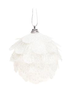 Joulupallo 8 cm valkoinen lumikukka