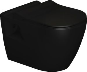 Seinä WC-istuin Turavit Rondo Elegance Mattamusta, ilman istuinkantta