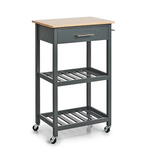 Keittiövaunu Zeller tummanharmaa/bambu 58 x 40 x 93 cm