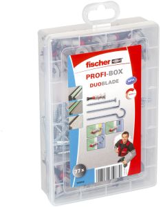 Ruuvi-, tulppa- ja koukkulajitelma Fischer Profi-Box DuoBlade 77 kpl