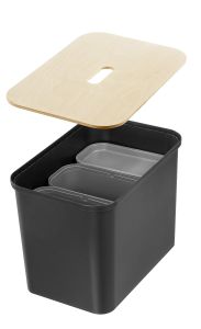 Lajitteluastiasetti SmartStore Collect 76 L Musta Vanerikannella