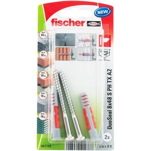 Kostean tilan tulppa Fischer DuoSeal 8 x 48 S PH TX A2 2 kpl/pkt