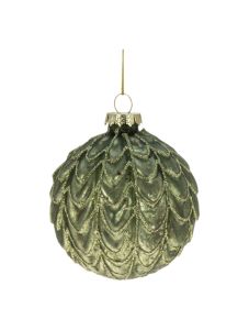 Lasipallo 8 cm vihreä laskos