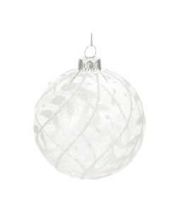 Lasipallo 8 cm valkoinen köynnöskuvio