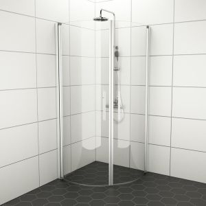 Setti: 2 kpl Lasiovea 90 x 200 cm, 2 kpl Kehyslistaa ja 2 kpl Kahvaa Camargue Skärgård Kirkas lasi/Satiini profiili