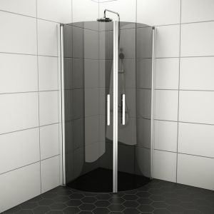 Setti: 2 kpl Lasiovea 90 x 200 cm, 2 kpl Kehyslistaa ja 2 kpl Kahvaa Camargue Skärgård Savulasi/Satiini profiili