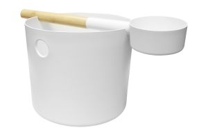 Saunakiulu + kauha KOLO Valkoinen 5 l