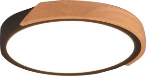 Kattovalaisin Reality Leuchten Jano Mattamusta/Puu Ø 31 cm