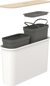 Lajitteluastiasetti SmartStore Collect Slim Set Valkoinen 46 l + vanerikansi