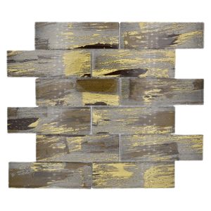 Mosaiikkilaatta Crystal Subway XCM SWGO Musta/Kulta 30 x 30 cm