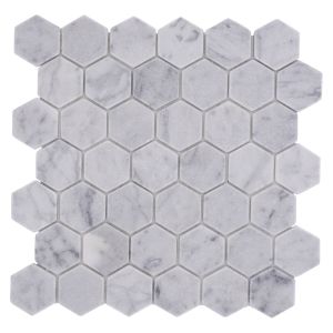 Mosaiikkilaatta Hexagon Uni MOS HXN 2000 29,8 x 30,5 cm Valkoinen