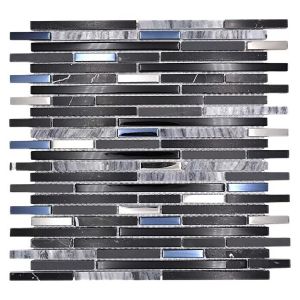 Mosaiikki Crystal Mix XBH SV73 Musta/Hopea 30 x 30 cm