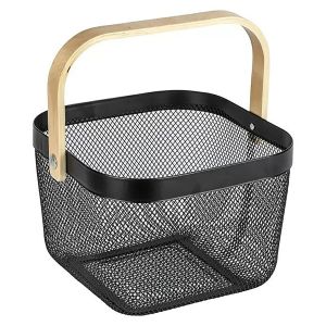 Kylpyhuoneen säilytyskori Wenko Bambusa Musta/Bambu 25 x 25 x 17 cm