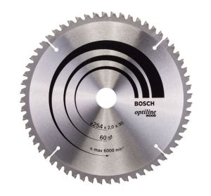 Pyörösahanterä Bosch Optiline Wood 254 x 2,0 x 30 mm T60