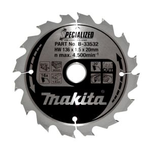 Pyörösahanterä Makita B-33532 136 x 20 x 1,5 mm Z-16